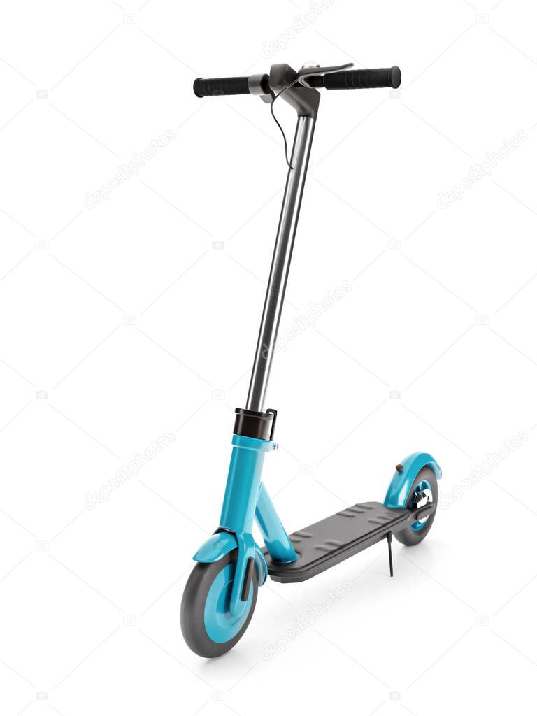 3D rendering on electric scooter on white background