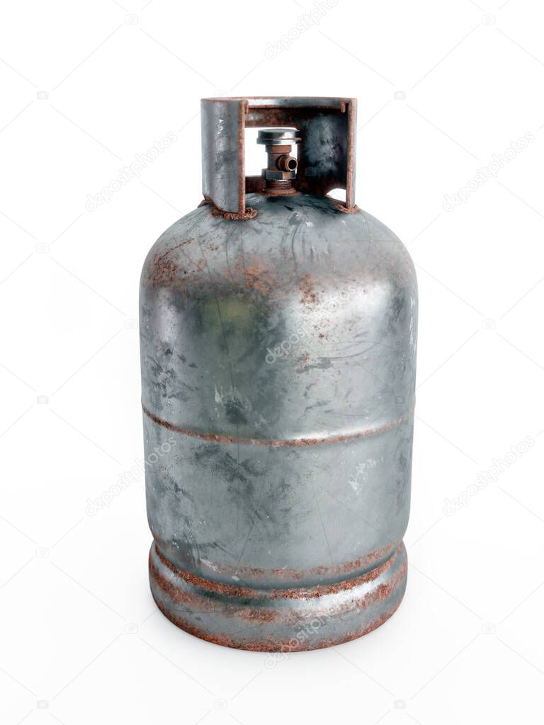 Portable propane tank shot on white background