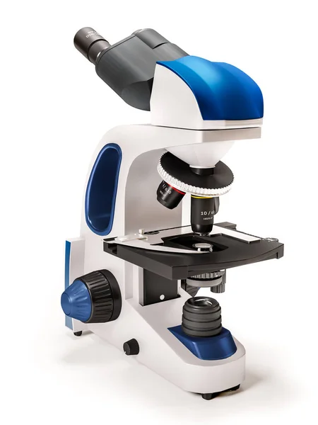 Återgivning Modernt Mikroskop Över Vit Bakgrund — Stockfoto