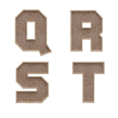 Mantar pano biçiminde büyük harf alfabesinin 3B yorumlanması - Q-T harfleri