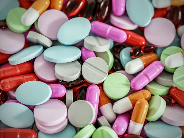 Yukarıdan çekilen bir sürü ilaç.