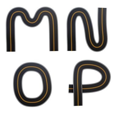 3B asfalt yol alfabesi - M-P harfleri