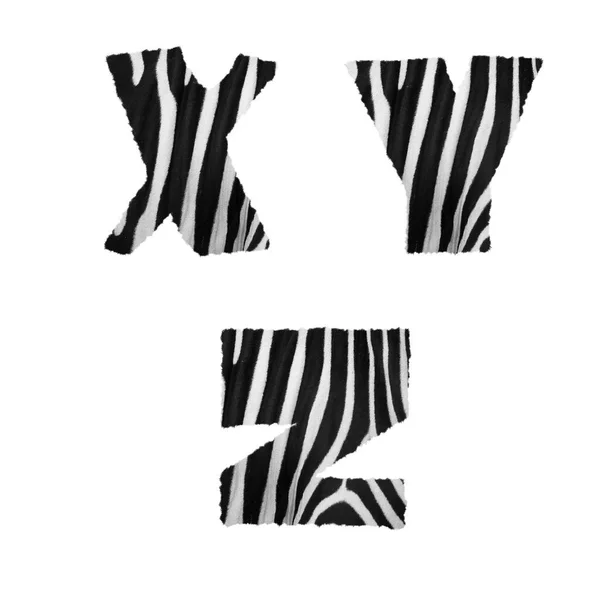 Renderização Alfabeto Pele Zebra Letras — Fotografia de Stock