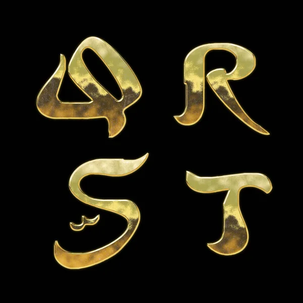 Рендеринг Золотого Алфавита Арабского Стиля Буквы — стоковое фото