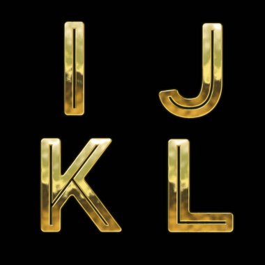 Modern biçim altın yazı tipi alfabesinin 3B canlandırması - I-L harfleri