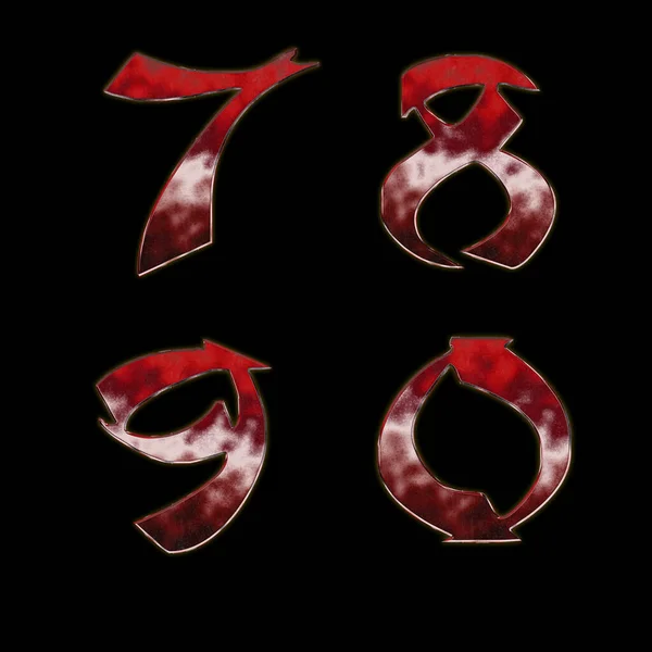 日本スタイルの赤金属アルファベットの3Dレンダリング 数字7 — ストック写真