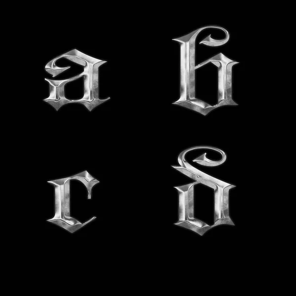 Рендеринг Старого Готического Металла Нижнем Регистре Алфавита Буквы — стоковое фото