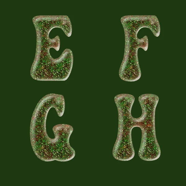 Rendering Green Red Glitter Capital Letter Alphabet Letters — Stock Photo, Image