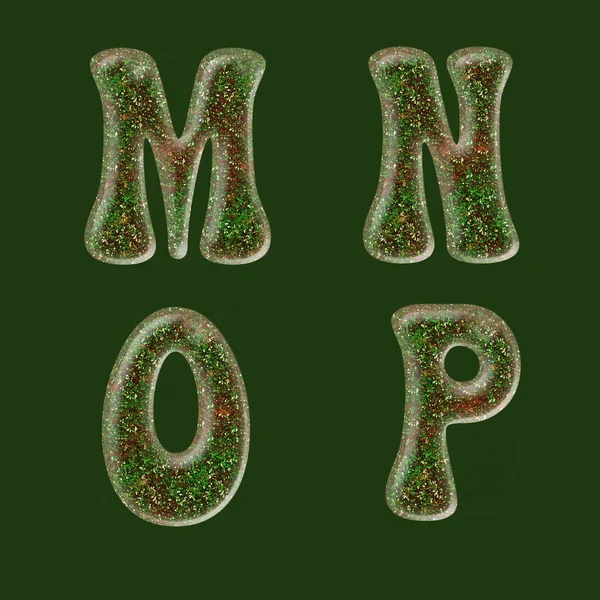 Rendu Alphabet Lettre Majuscule Vert Rouge Paillettes Lettres — Photo