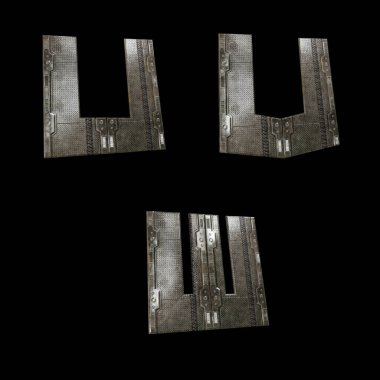 Bilimkurgu metal yazı tiplerinin 3B yorumlanması - U-W harfleri