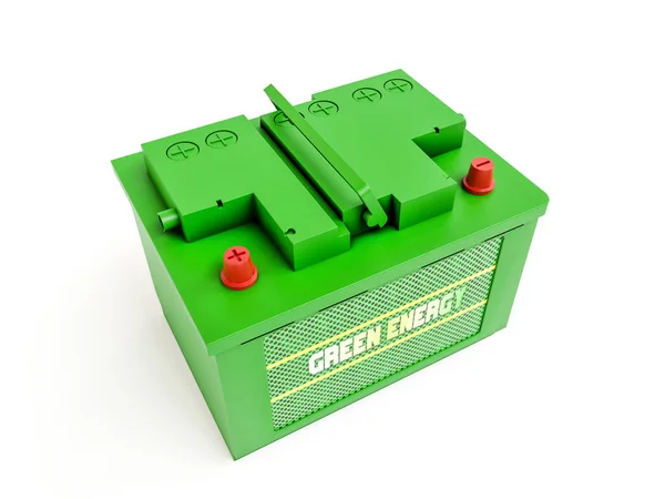 Rendu Nouvelle Batterie Voiture 12V Avec Faux Logo Green Energy — Photo