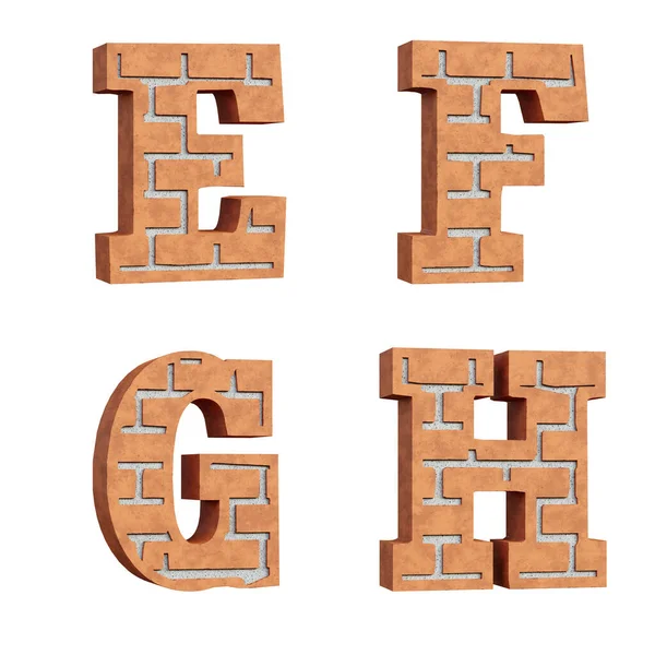 렌더링 Red Brick Alphabet Letters — 스톡 사진