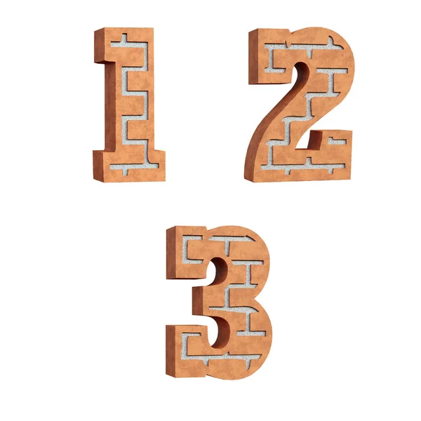 赤レンガアルファベットの3Dレンダリング 数字1 — ストック写真