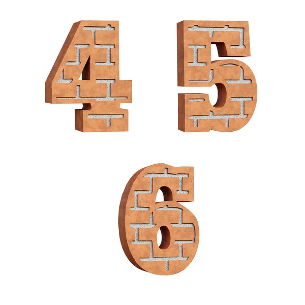 Rendering Red Brick Alphabet Digits — Stock Photo, Image