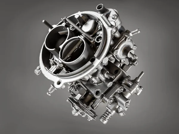 Gri arkaplanda 3D karbüratör modeli