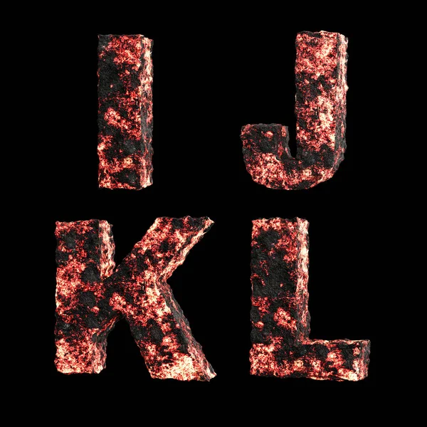 3D sıcak sıvı lav büyük harf beyaz harf I-L