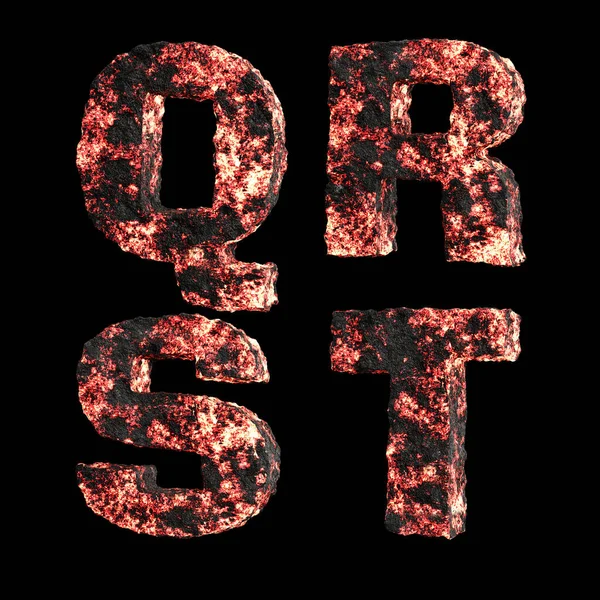 3D sıcak sıvı lav büyük harf alfabe beyaz - Q-T harfleri