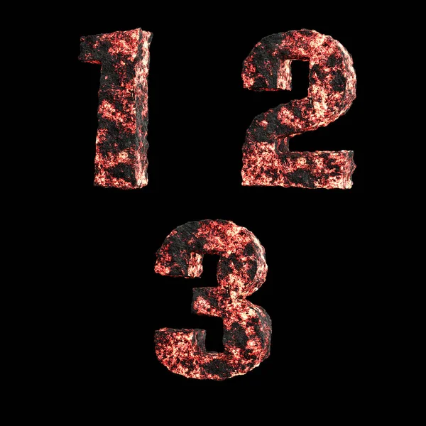 Heta Flytande Lavaversaler Alfabet Vitt Siffror — Stockfoto