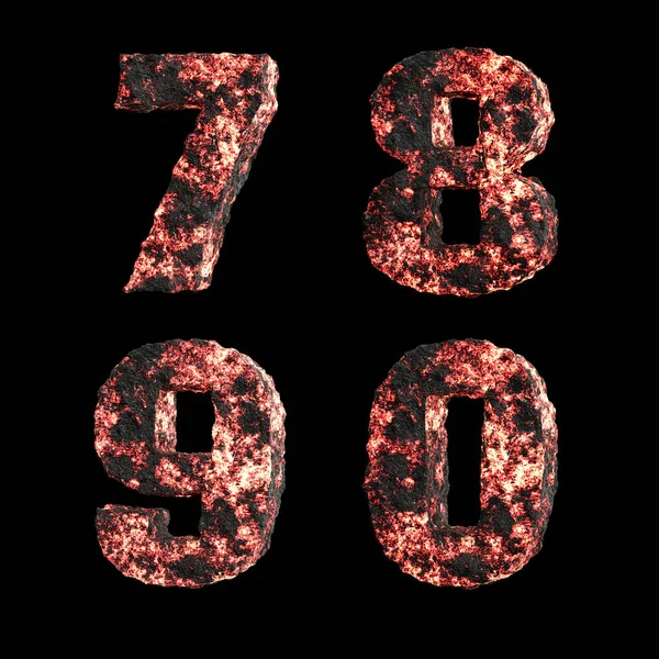 Heiße Flüssige Lava Großbuchstaben Alphabet Auf Weiß Ziffern — Stockfoto