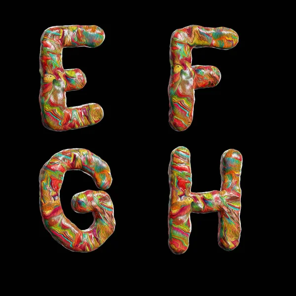 Rendu Peinture Huile Alphabet Splotchy Multicolore Lettres — Photo