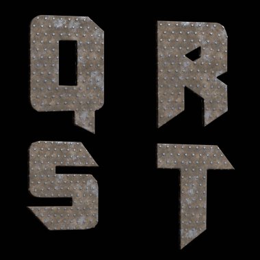 Yıldız metal alfabesinin 3B görüntülemesi - Q-T harfleri
