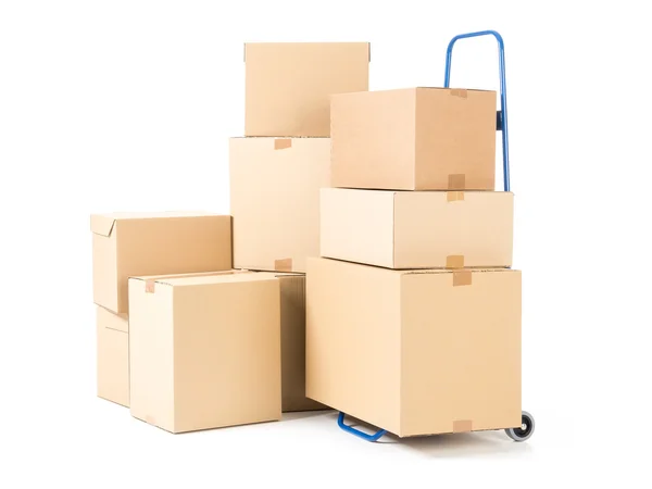 Parcels and hand truck — Stock Photo, Image
