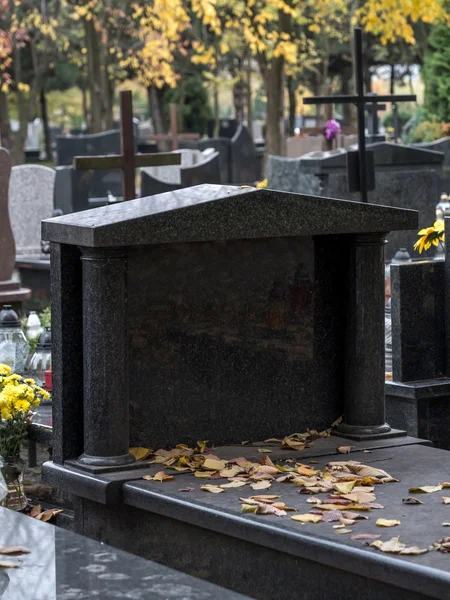 Catholic cemetary with tombstones Stock Photo