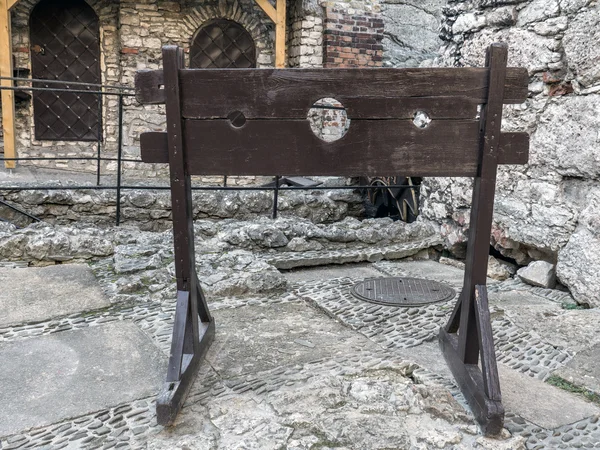 Wooden medieval pillory — Stock Photo, Image