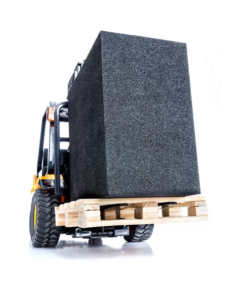 Vysokozdvižný vozík s černou skříňkou — Stock fotografie