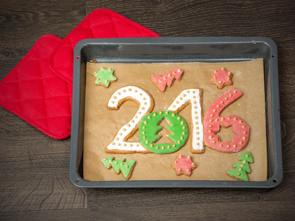 2016 New Year cookies — Stock Photo, Image