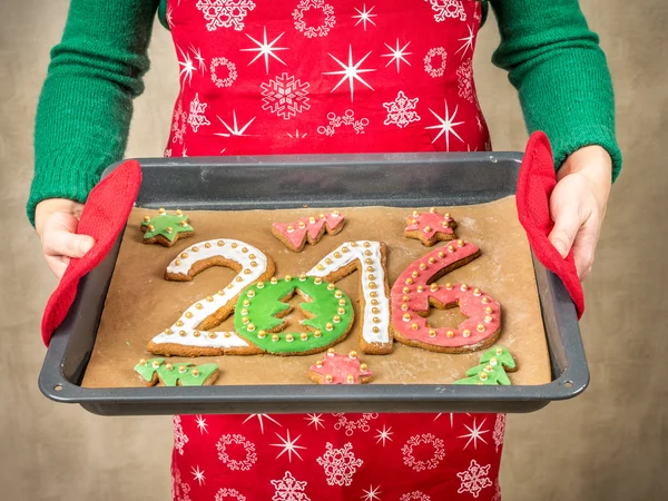 2016 New Year cookies — Stock Photo, Image