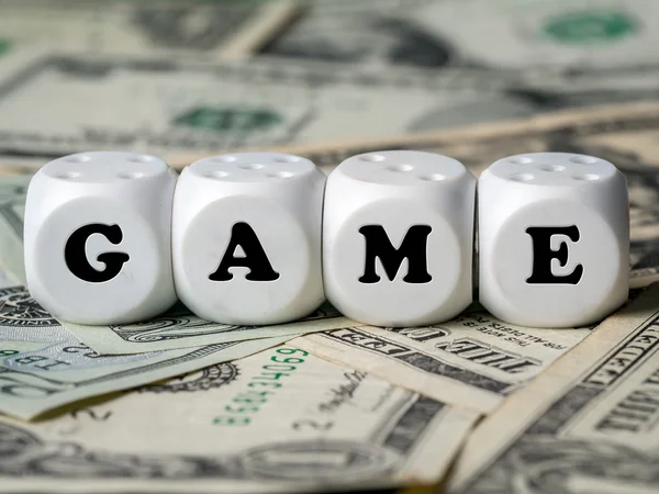 Four dice spelling Game — Stock Photo, Image