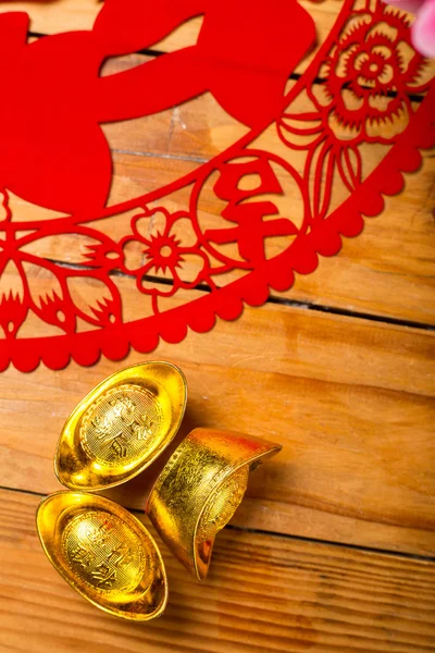 Ano novo chinês decoração dinheiro dourado — Fotografia de Stock