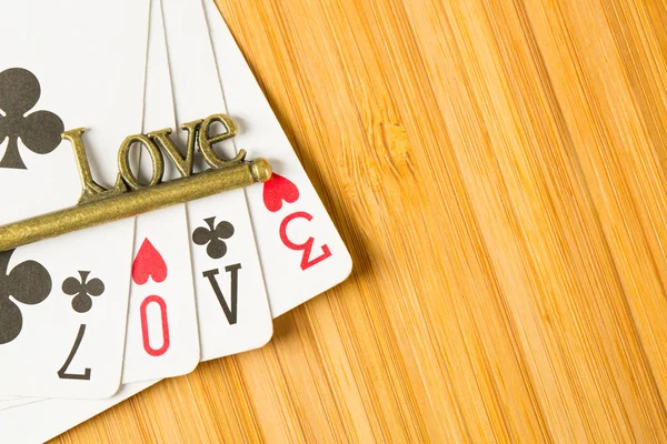 Poker card game arrange love text — Stock Photo, Image