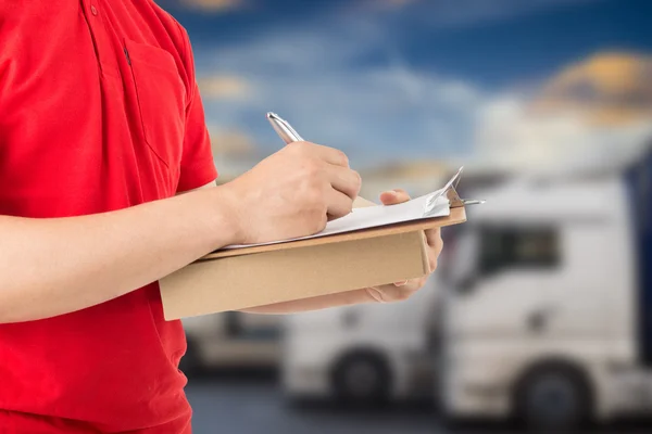 Delivery Service Customer Receiving Package — Stock Photo, Image