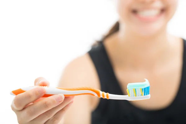 Escova de dentes cuidados dentários — Fotografia de Stock