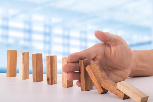 Stop domino risk effect — Stock Photo, Image