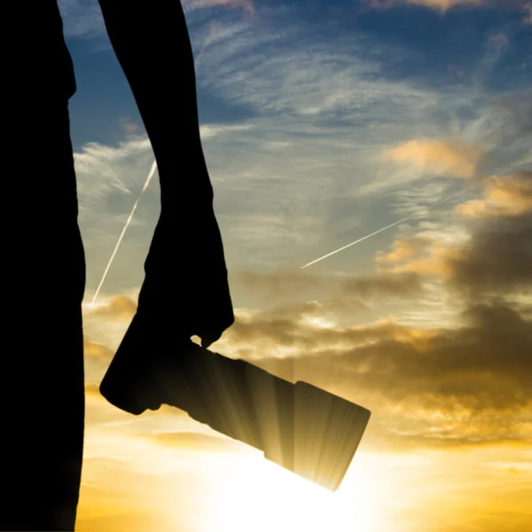 Camera Photographer Holding Dslr Preparing Phtography Travel Twilight Time — Stock Photo, Image