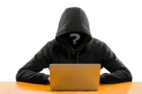 Hacker Programmierer Mit Computer Laptop Für Hack Informationen Und Daten — Stockfoto