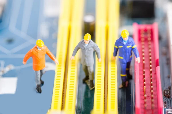 Technician Team Work Repair Maintenance Board Computer — Stock Photo, Image