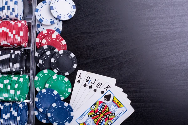Jetoane Poker Pentru Jocul Cazino Masă — Fotografie, imagine de stoc