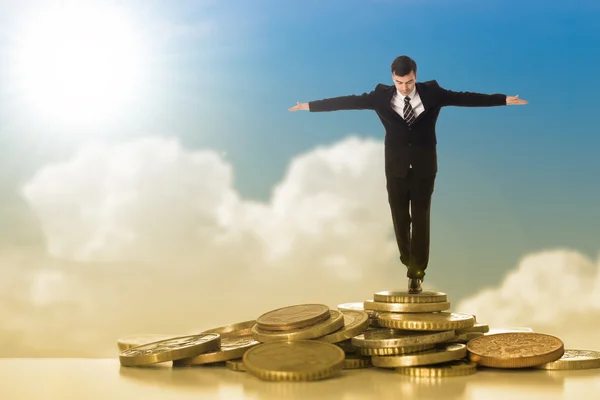 Risk Management Businessman Walking Money Coin — Stock Photo, Image