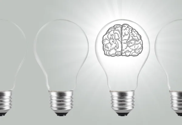 Bright brain idea bulb cocept creative — Stock Photo, Image