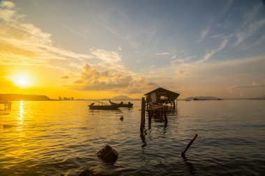 Penang Malezya balıkçı ahşap köprü 