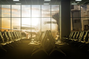 Havaalanı terminal passeger bekleyen.