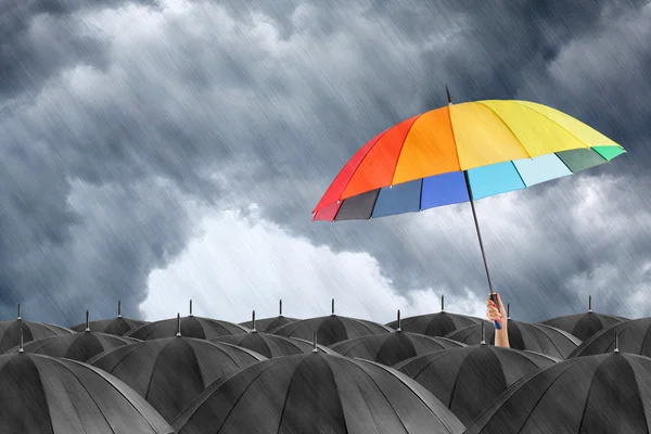 Different colorful umbrella holding — Stock Photo, Image