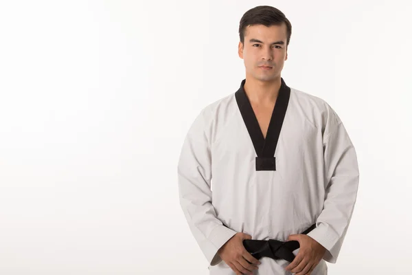 Cinturão preto Taekwondo isolado — Fotografia de Stock