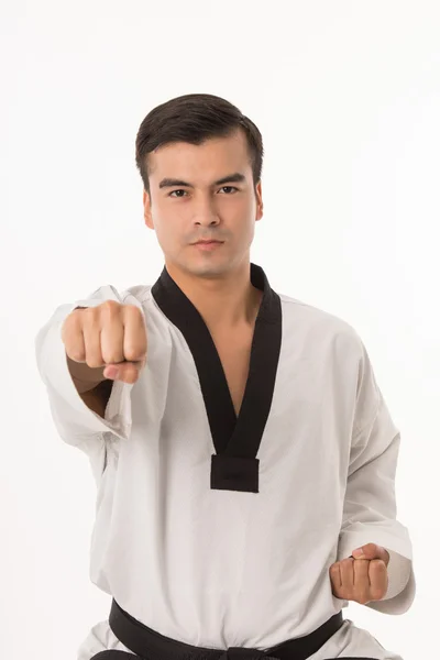 Cinturão preto Taekwondo isolado — Fotografia de Stock