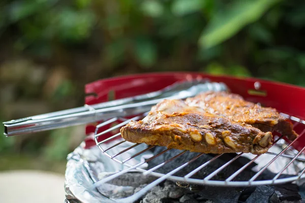 Fechar churrasco costelas de porco — Fotografia de Stock