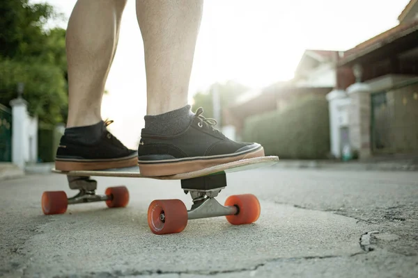 Laag Deel Van Man Skateboard Straat Buitensport — Stockfoto